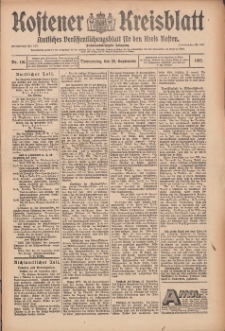 Kostener Kreisblatt: amtliches Ver&ouml;ffentlichungsblatt f&uuml;r den Kreis Kosten 1912.09.26 Jg.47 Nr116
