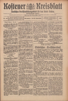 Kostener Kreisblatt: amtliches Veröffentlichungsblatt für den Kreis Kosten 1912.09.28 Jg.47 Nr117