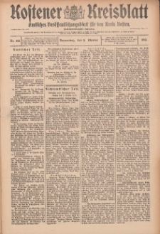Kostener Kreisblatt: amtliches Ver&ouml;ffentlichungsblatt f&uuml;r den Kreis Kosten 1912.10.03 Jg.47 Nr119