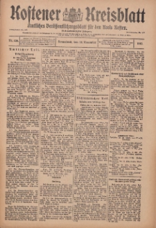 Kostener Kreisblatt: amtliches Ver&ouml;ffentlichungsblatt f&uuml;r den Kreis Kosten 1912.11.16 Jg.47 Nr138