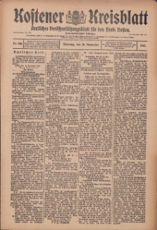Kostener Kreisblatt: amtliches Ver&ouml;ffentlichungsblatt f&uuml;r den Kreis Kosten 1912.11.19 Jg.47 Nr139