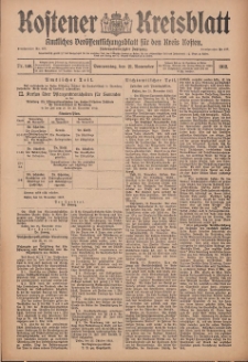 Kostener Kreisblatt: amtliches Ver&ouml;ffentlichungsblatt f&uuml;r den Kreis Kosten 1912.11.21 Jg.47 Nr140