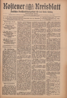 Kostener Kreisblatt: amtliches Ver&ouml;ffentlichungsblatt f&uuml;r den Kreis Kosten 1912.11.23 Jg.47 Nr141