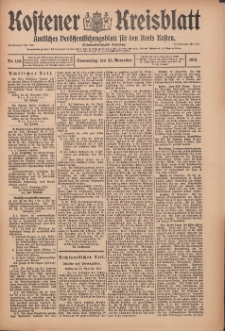 Kostener Kreisblatt: amtliches Ver&ouml;ffentlichungsblatt f&uuml;r den Kreis Kosten 1912.11.28 Jg.47 Nr143