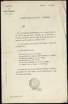 [Zaproszenie na spotkanie charytatywne. Inc.:] "M Vous êtes prié de vouloir bien assister à une assemblée..."