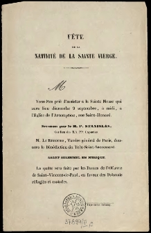 [Zaproszenie na nabożeństwo Inc.:] " "M Vous êtes prié d'assister à la sainte Messe qui aura lieu dimanche 9 septembre...