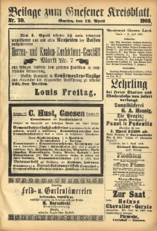 Beilage zum Gnesener Kreisblatt 1908.04.12 Nr30