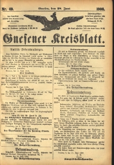 Gnesener Kreisblatt 1908.06.18 Nr49