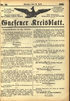 Gnesener Kreisblatt 1908.07.02 Nr53
