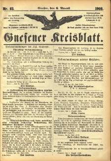 Gnesener Kreisblatt 1908.08.06 Nr63