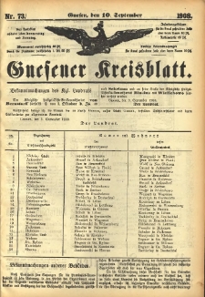 Gnesener Kreisblatt 1908.09.10 Nr73