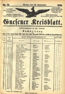 Gnesener Kreisblatt 1908.09.13 Nr74