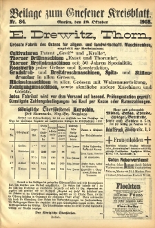 Beilage zum Gnesener Kreisblatt 1908.10.18 Nr84