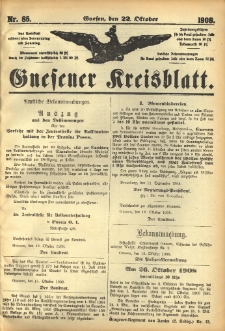 Gnesener Kreisblatt 1908.10.22 Nr85
