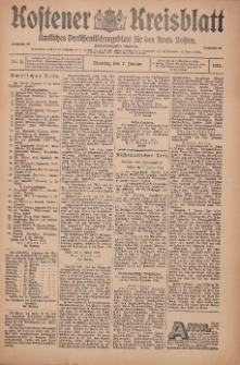 Kostener Kreisblatt: amtliches Ver&ouml;ffentlichungsblatt f&uuml;r den Kreis Kosten 1913.01.07 Jg.48 Nr3