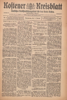 Kostener Kreisblatt: amtliches Veröffentlichungsblatt für den Kreis Kosten 1913.01.09 Jg.48 Nr4