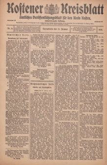 Kostener Kreisblatt: amtliches Veröffentlichungsblatt für den Kreis Kosten 1913.01.11 Jg.48 Nr5