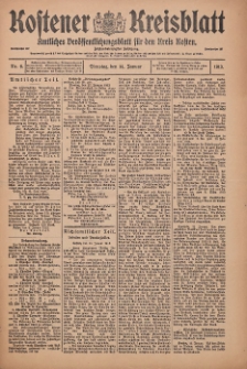Kostener Kreisblatt: amtliches Ver&ouml;ffentlichungsblatt f&uuml;r den Kreis Kosten 1913.01.14 Jg.48 Nr6