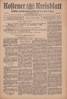 Kostener Kreisblatt: amtliches Ver&ouml;ffentlichungsblatt f&uuml;r den Kreis Kosten 1913.01.21 Jg.48 Nr9
