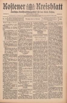 Kostener Kreisblatt: amtliches Veröffentlichungsblatt für den Kreis Kosten 1913.02.11 Jg.48 Nr18