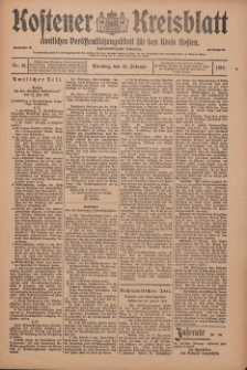 Kostener Kreisblatt: amtliches Ver&ouml;ffentlichungsblatt f&uuml;r den Kreis Kosten 1913.02.18 Jg.48 Nr21