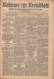 Kostener Kreisblatt: amtliches Ver&ouml;ffentlichungsblatt f&uuml;r den Kreis Kosten 1913.02.25 Jg.48 Nr24