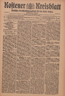 Kostener Kreisblatt: amtliches Ver&ouml;ffentlichungsblatt f&uuml;r den Kreis Kosten 1913.02.27 Jg.48 Nr25