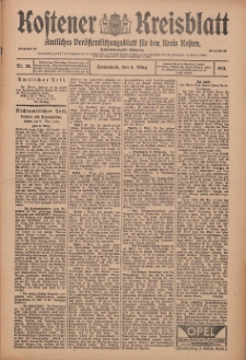 Kostener Kreisblatt: amtliches Veröffentlichungsblatt für den Kreis Kosten 1913.03.08 Jg.48 Nr29