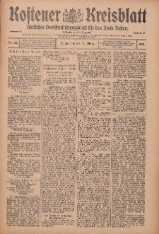 Kostener Kreisblatt: amtliches Ver&ouml;ffentlichungsblatt f&uuml;r den Kreis Kosten 1913.03.15 Jg.48 Nr32