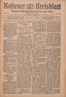 Kostener Kreisblatt: amtliches Veröffentlichungsblatt für den Kreis Kosten 1913.03.15 Jg.48 Nr32