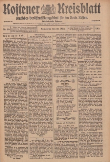 Kostener Kreisblatt: amtliches Ver&ouml;ffentlichungsblatt f&uuml;r den Kreis Kosten 1913.03.22 Jg.48 Nr35