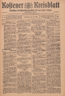 Kostener Kreisblatt: amtliches Ver&ouml;ffentlichungsblatt f&uuml;r den Kreis Kosten 1913.03.29 Jg.48 Nr38