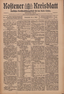 Kostener Kreisblatt: amtliches Veröffentlichungsblatt für den Kreis Kosten 1913.04.05 Jg.48 Nr41
