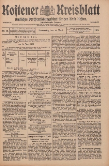 Kostener Kreisblatt: amtliches Veröffentlichungsblatt für den Kreis Kosten 1913.04.10 Jg.48 Nr43