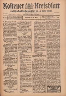 Kostener Kreisblatt: amtliches Veröffentlichungsblatt für den Kreis Kosten 1913.04.15 Jg.48 Nr45