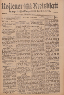 Kostener Kreisblatt: amtliches Ver&ouml;ffentlichungsblatt f&uuml;r den Kreis Kosten 1913.04.24 Jg.48 Nr49