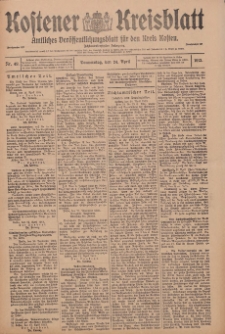 Kostener Kreisblatt: amtliches Veröffentlichungsblatt für den Kreis Kosten 1913.04.24 Jg.48 Nr49