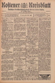 Kostener Kreisblatt: amtliches Veröffentlichungsblatt für den Kreis Kosten 1913.04.29 Jg.48 Nr51