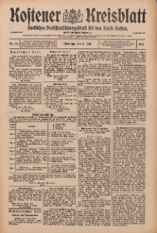 Kostener Kreisblatt: amtliches Ver&ouml;ffentlichungsblatt f&uuml;r den Kreis Kosten 1913.05.06 Jg.48 Nr54
