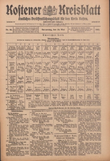 Kostener Kreisblatt: amtliches Ver&ouml;ffentlichungsblatt f&uuml;r den Kreis Kosten 1913.05.29 Jg.48 Nr64