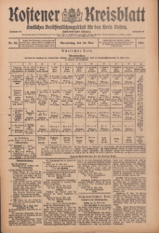 Kostener Kreisblatt: amtliches Veröffentlichungsblatt für den Kreis Kosten 1913.05.29 Jg.48 Nr64