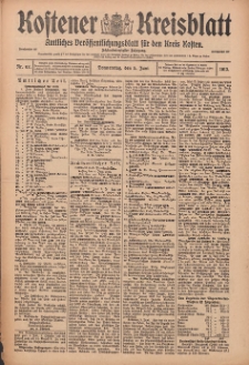 Kostener Kreisblatt: amtliches Ver&ouml;ffentlichungsblatt f&uuml;r den Kreis Kosten 1913.06.05 Jg.48 Nr67