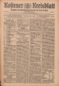 Kostener Kreisblatt: amtliches Veröffentlichungsblatt für den Kreis Kosten 1913.06.05 Jg.48 Nr67
