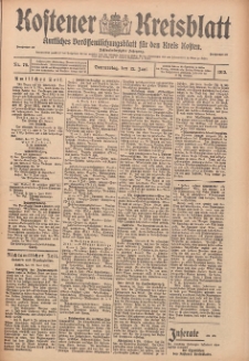 Kostener Kreisblatt: amtliches Ver&ouml;ffentlichungsblatt f&uuml;r den Kreis Kosten 1913.06.12 Jg.48 Nr70