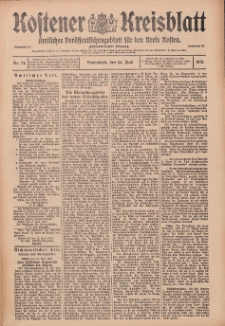 Kostener Kreisblatt: amtliches Ver&ouml;ffentlichungsblatt f&uuml;r den Kreis Kosten 1913.06.14 Jg.48 Nr71