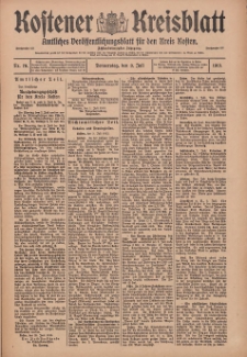 Kostener Kreisblatt: amtliches Veröffentlichungsblatt für den Kreis Kosten 1913.07.03 Jg.48 Nr79