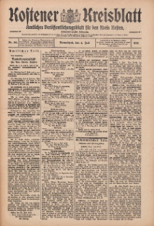 Kostener Kreisblatt: amtliches Ver&ouml;ffentlichungsblatt f&uuml;r den Kreis Kosten 1913.07.05 Jg.48 Nr80