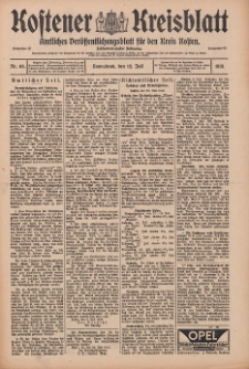 Kostener Kreisblatt: amtliches Ver&ouml;ffentlichungsblatt f&uuml;r den Kreis Kosten 1913.07.12 Jg.48 Nr83