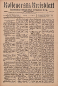 Kostener Kreisblatt: amtliches Ver&ouml;ffentlichungsblatt f&uuml;r den Kreis Kosten 1913.08.05 Jg.48 Nr93