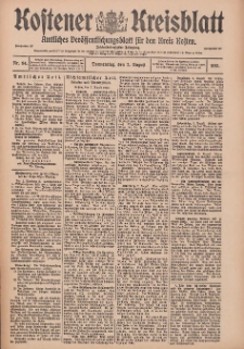 Kostener Kreisblatt: amtliches Ver&ouml;ffentlichungsblatt f&uuml;r den Kreis Kosten 1913.08.07 Jg.48 Nr94